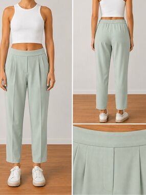 Babaton Light Sage Pleated Tailored Trousers